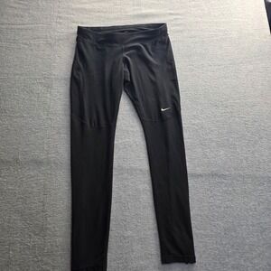 Nike Dri Fit Women's Black Running Athletic Leggings Zip Ankle Medium M